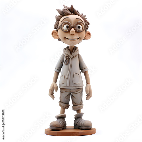 3d boy character on white background