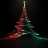 abstract techno light modern christmas tree on black background