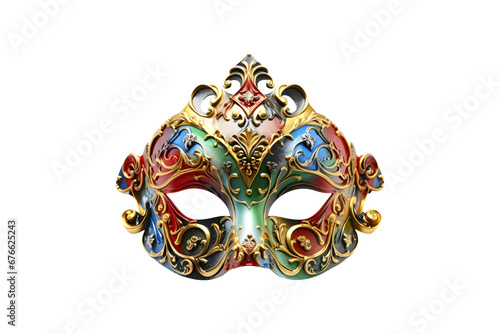 Colorful venetian carnival mask isolated on transparent and white background