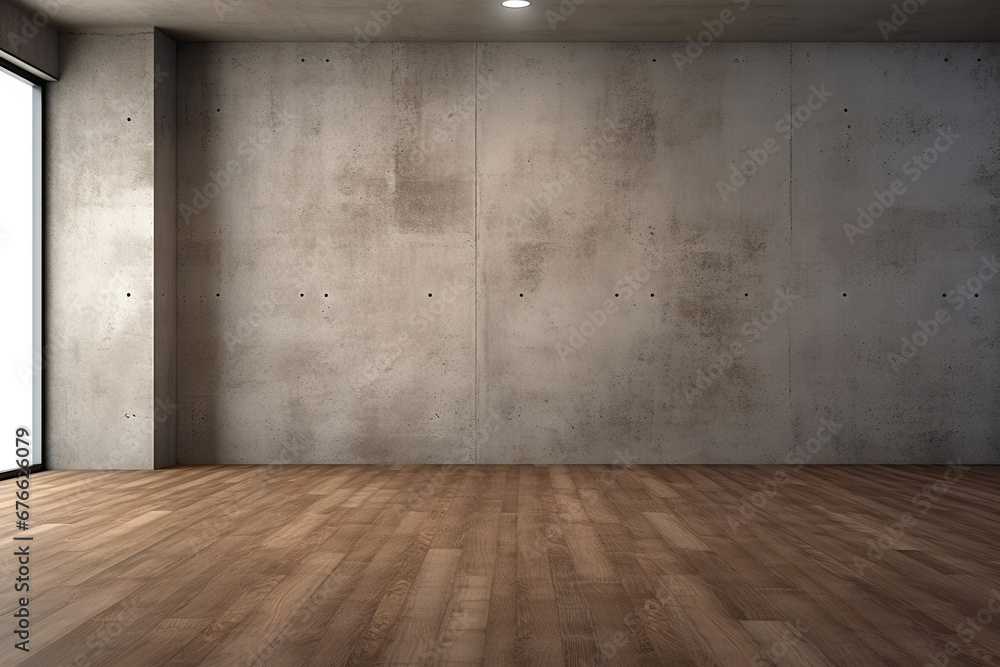 Set of empty room with wooden floor and concrete wall. Set of empty room with wooden floor and concrete wall.