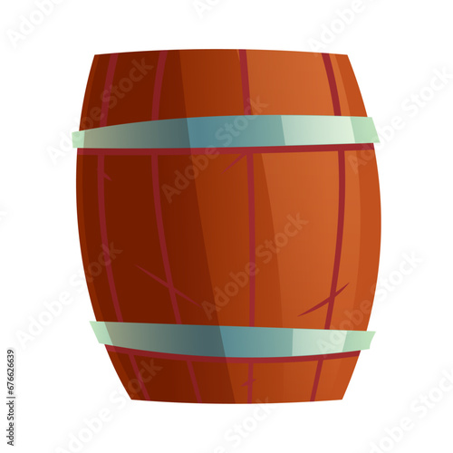 Vector wooden barrel with alcohol drinks rum, brandy, tequila