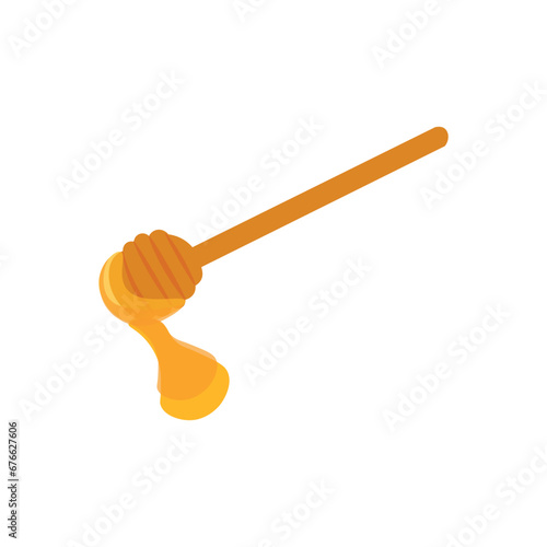 Sweet honey and dipper on white background