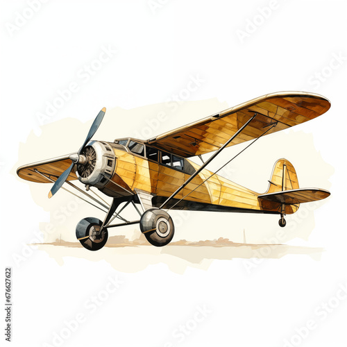 biplane isolated on white. Generated AI