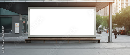 Large white blank billboard mockup. Promotion information for marketing and business. © Ton Photographer4289