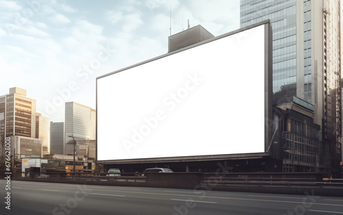 Large white blank billboard mockup. Promotion information for marketing and business.