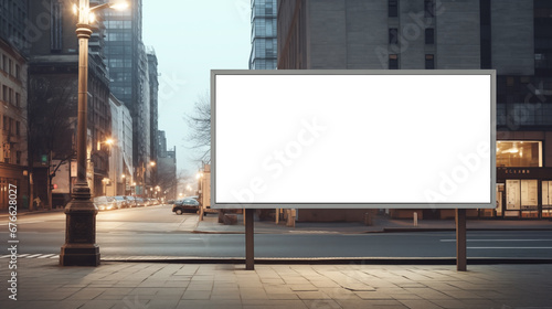 Horizontal blank white billboard mockup. Promotion information for marketing and business.