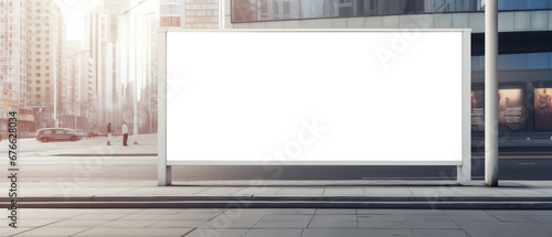 Horizontal blank white billboard mockup. Promotion information for marketing and business. © Ton Photographer4289