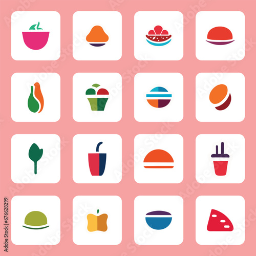 Colorful food logo icon collection vector