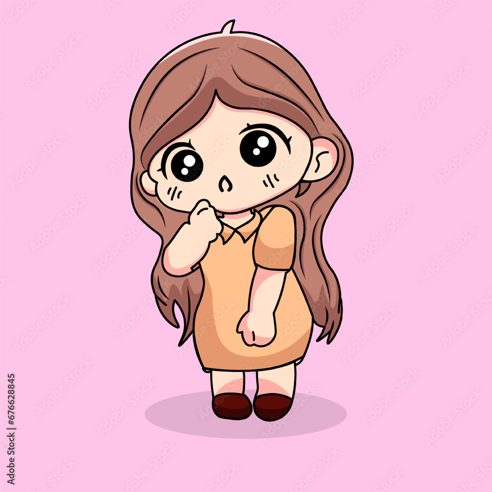 The Cute Girl Is Silent Illustration The Cute Girl Is Silent Illustration