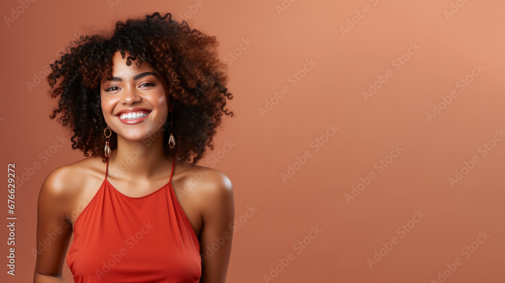 Afro-american woman model wearing a red sundress isolated on pastel Afro-american woman model wearing a red sundress isolated on pastel