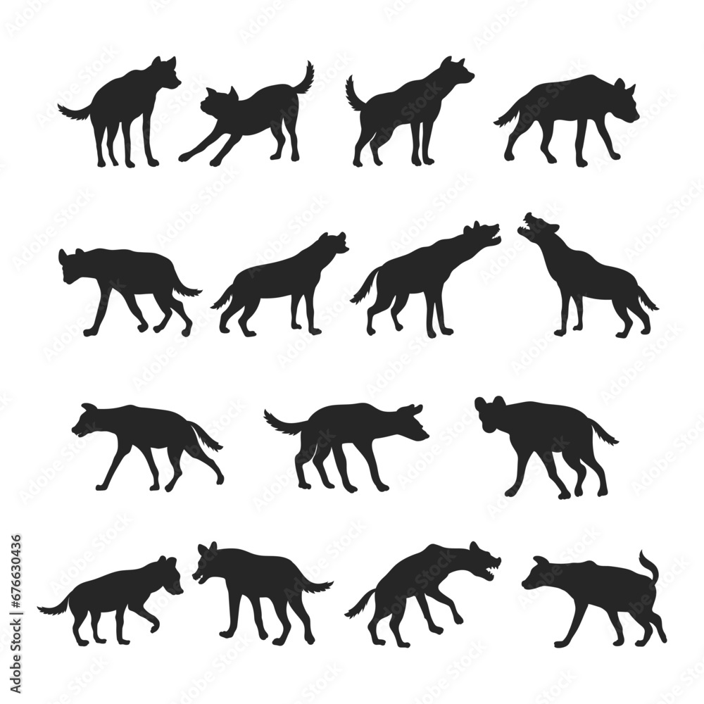 Hyena silhouette illustration, Hyena animal vector
