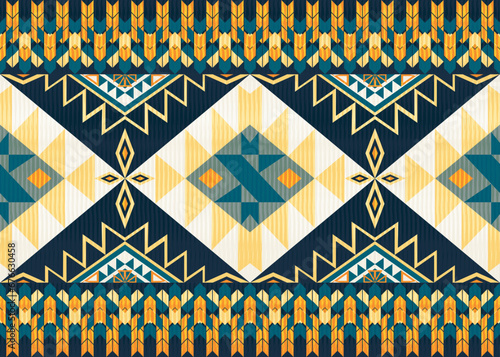 American ethnic native pattern.Traditional Navajo,Aztec,Apache,Southwest and Mexican style fabric pattern.Abstract vector motifs pattern.Design for fabric,clothing,blanket,carpet,woven,wrap,decoration