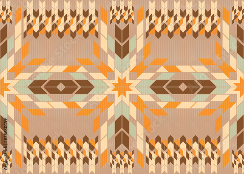 American ethnic native pattern.Traditional Navajo,Aztec,Apache,Southwest and Mexican style fabric pattern.Abstract vector motifs pattern.Design for fabric,clothing,blanket,carpet,woven,wrap,decoration