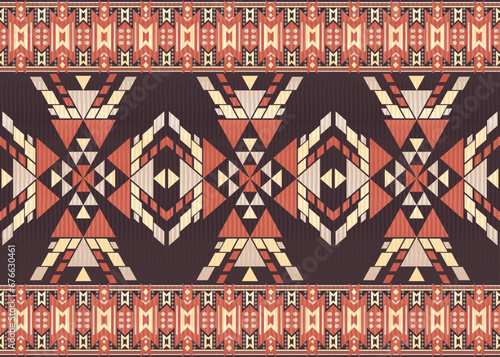 American ethnic native pattern.Traditional Navajo,Aztec,Apache,Southwest and Mexican style fabric pattern.Abstract vector motifs pattern.Design for fabric,clothing,blanket,carpet,woven,wrap,decoration