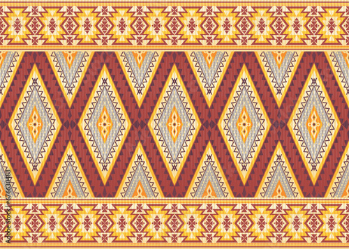 American ethnic native pattern.Traditional Navajo,Aztec,Apache,Southwest and Mexican style fabric pattern.Abstract vector motifs pattern.Design for fabric,clothing,blanket,carpet,woven,wrap,decoration