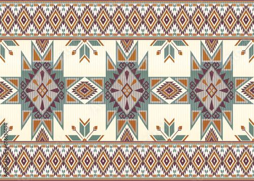 American ethnic native pattern.Traditional Navajo,Aztec,Apache,Southwest and Mexican style fabric pattern.Abstract vector motifs pattern.Design for fabric,clothing,blanket,carpet,woven,wrap,decoration