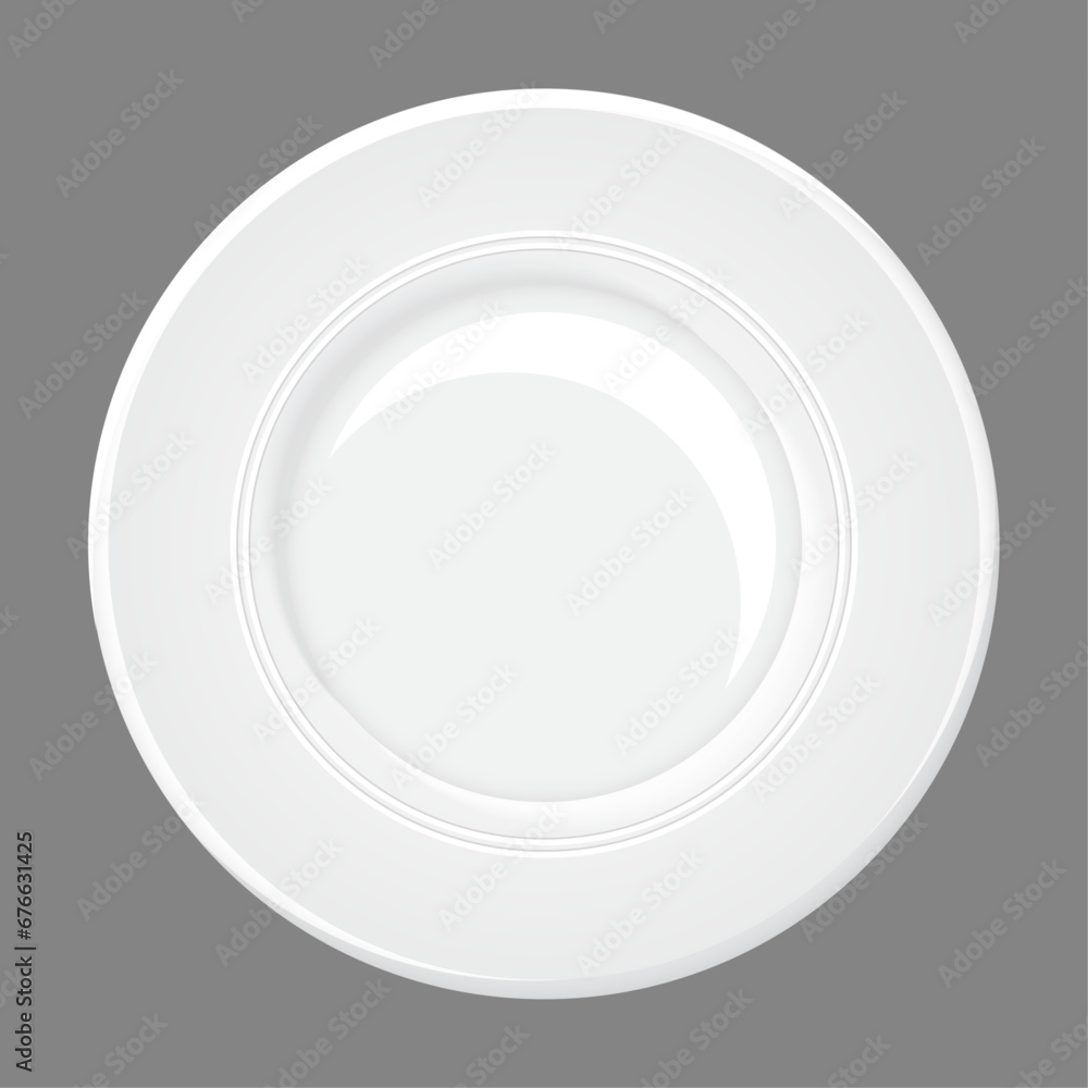 Vector realistic white plate isolated on white Vector realistic white plate isolated on white