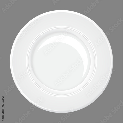 Vector realistic white plate isolated on white