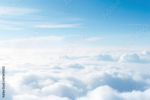 Blue sky background with tiny clouds. View from above the clouds. High quality photo © oksa_studio