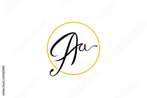 Aa handwritten logo template. Initial signature vector