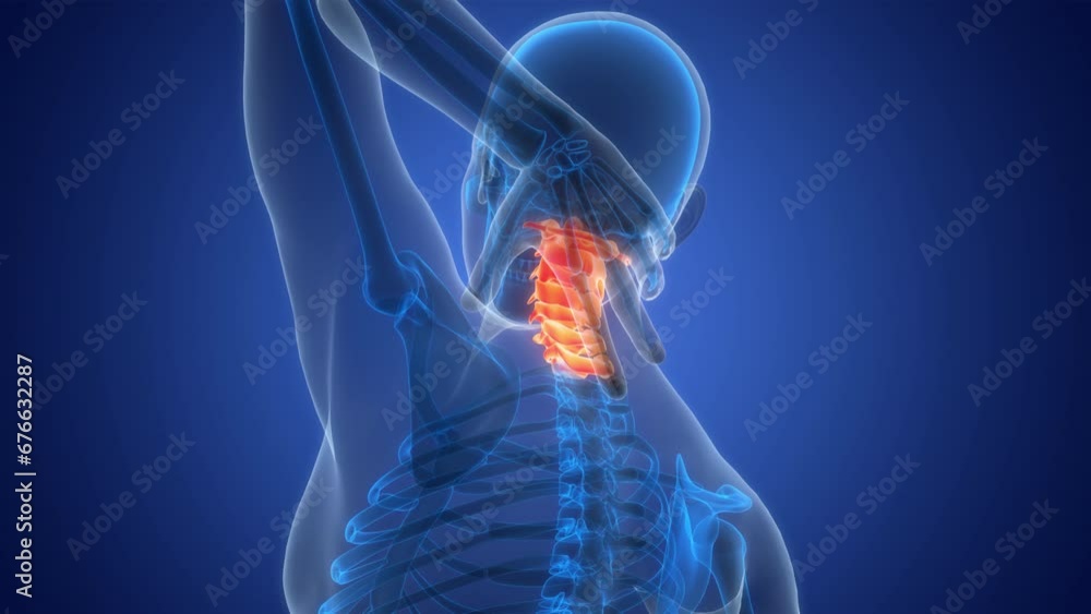 Spinal Cord Vertebral Column Cervical Vertebrae of Human Skeleton