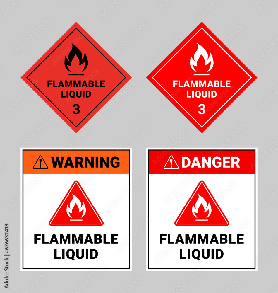 Obraz premium Flammable liquid sign collection