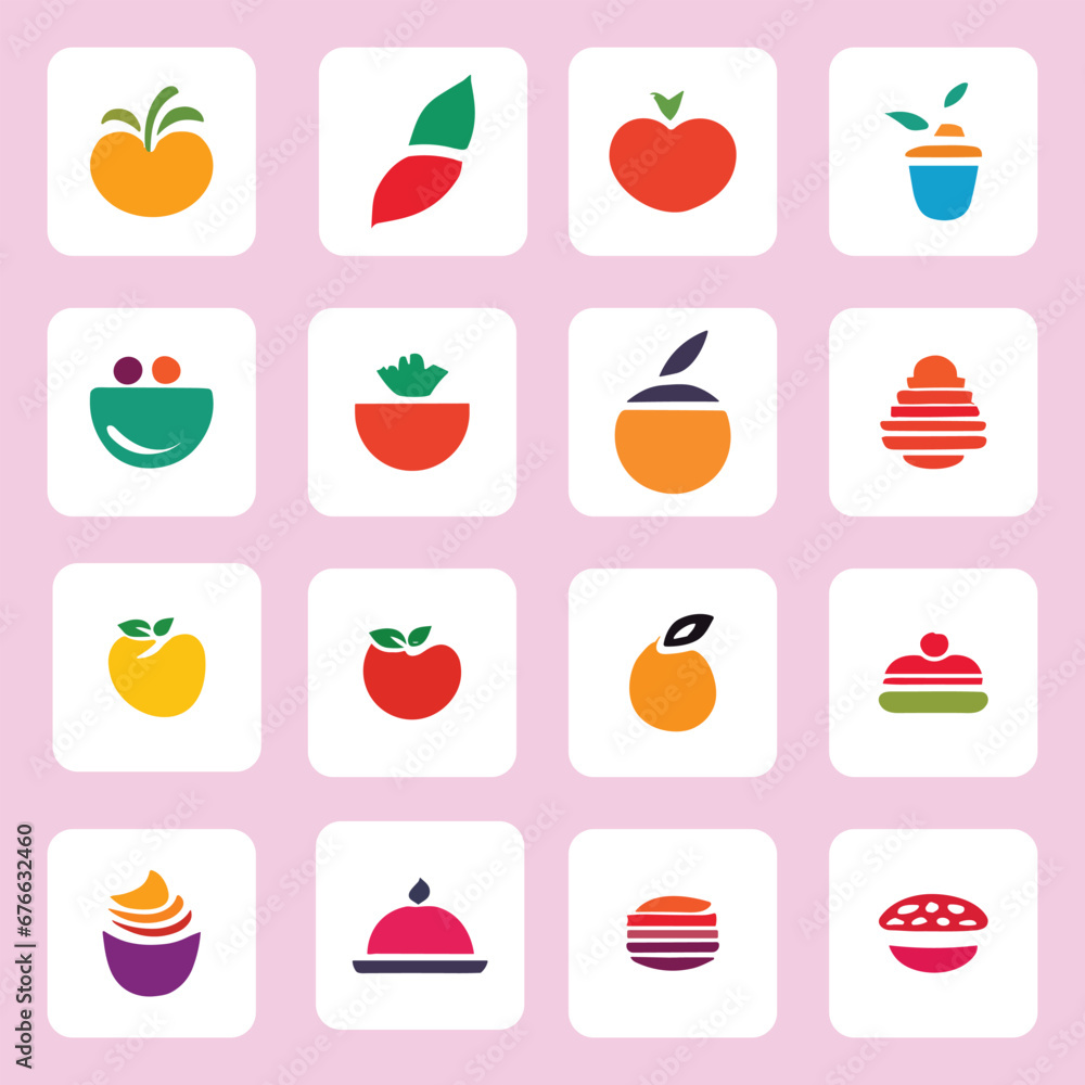 Colorful fruit logo icon collection vector