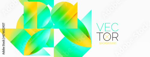 Serene gradient template. Circles and triangles mingle in minimalist perfection. Gentle fusion of forms and hues creates balanced yet captivating backdrop, embodying modern sophistication