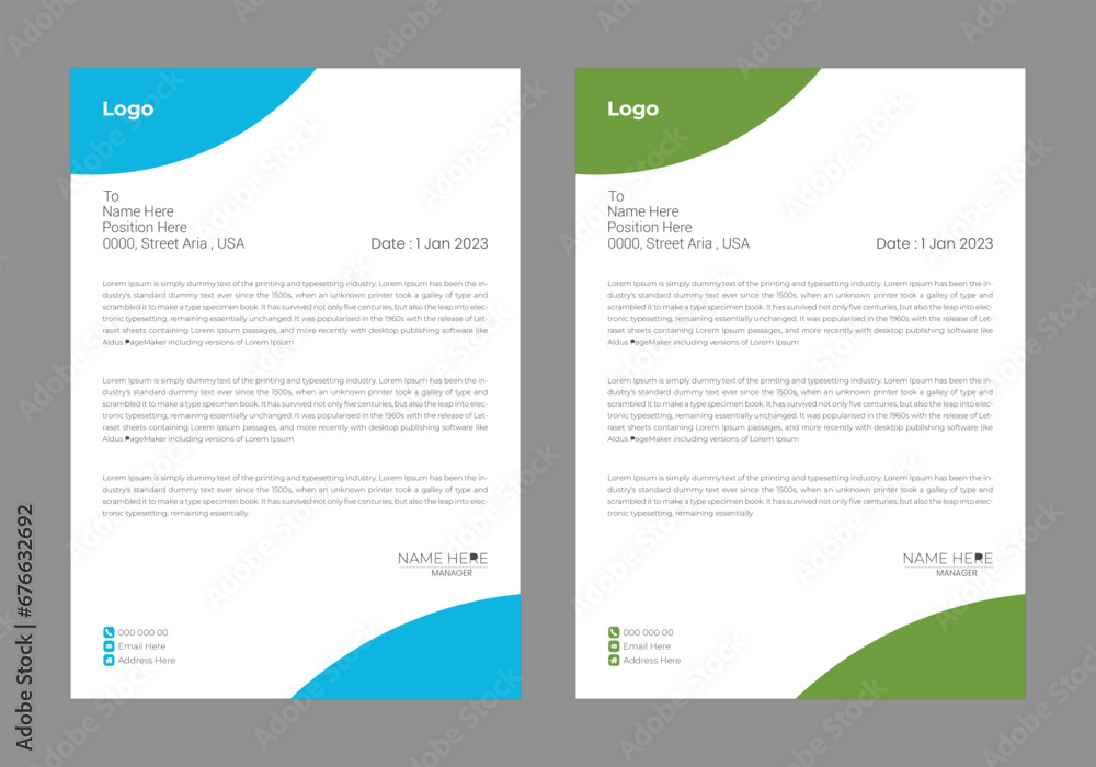 Modern letterhead template design. Modern letterhead template design.