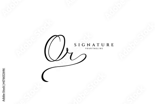 Qr initial signature logo. Handwritten monogram vector