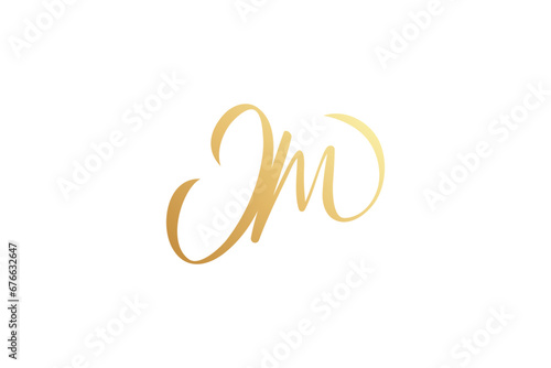 Jm initial signature logo. Handwriting logo template vector