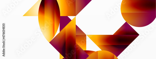 Serene gradient template. Circles and triangles mingle in minimalist perfection. Gentle fusion of forms and hues creates balanced yet captivating backdrop, embodying modern sophistication