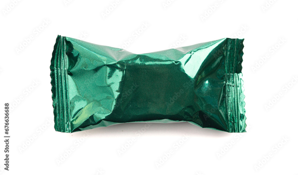Green Foil Wrapped Chocolate Truffles on a White Background