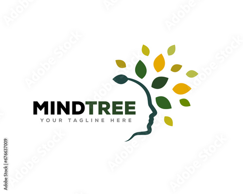 Green eco head face spa logo icon symbol design template illustration inspiration