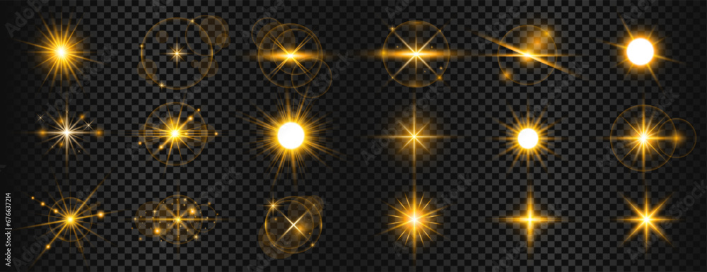 mega set of transparent glitter element background with lighting effect