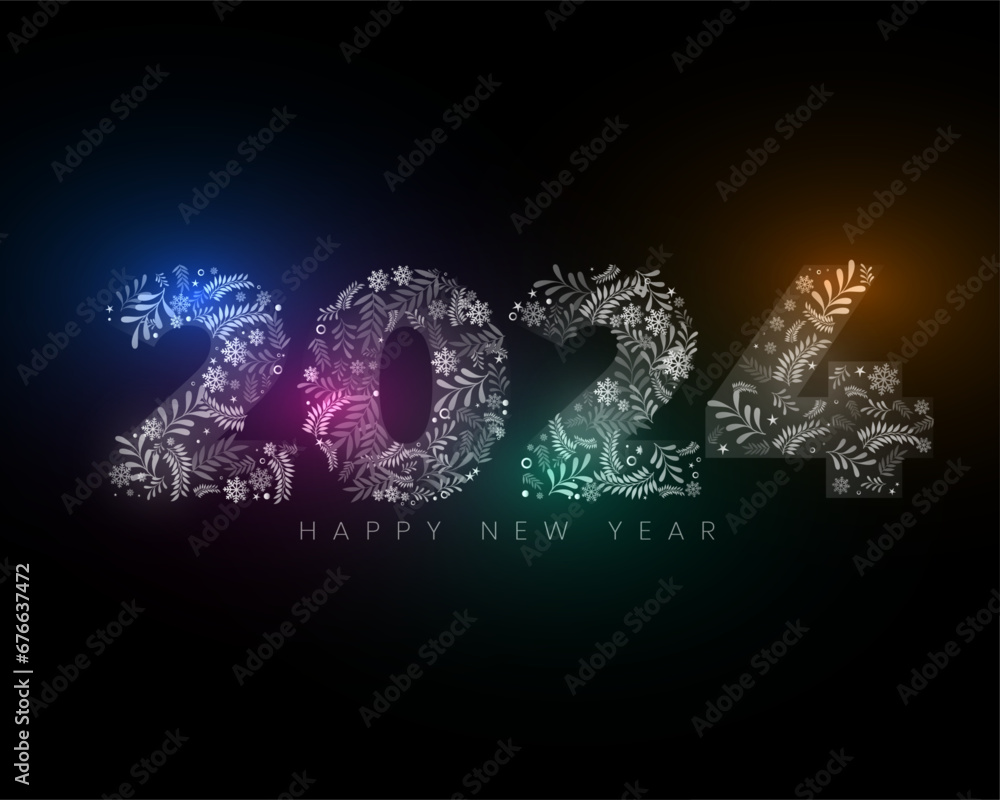 2024 new year invitation background with floral decoration