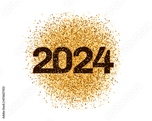 2024 new year party celebration background with golden glittering effect