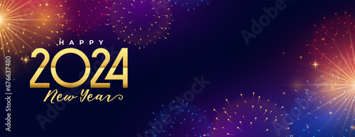 Foto happy new year 2024 celebration background with firework bursting