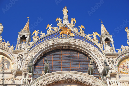 Beautiful artwork decorating the Patriarchal Cathedral Basilica of Saint Mark (Basilica Cattedrale Patriarcale di San Marco), Venice, Italy photo