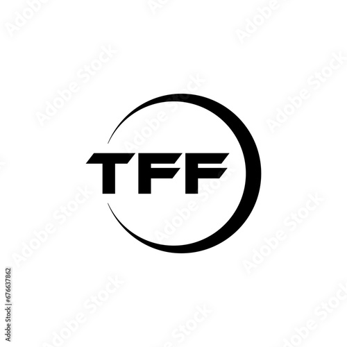 TFF letter logo design with white background in illustrator, cube logo, vector logo, modern alphabet font overlap style. calligraphy designs for logo, Poster, Invitation, etc.