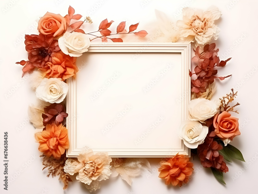Ai generated floral frame with nice presentation of flower, flower frame background, blank floral frame with space of texts, wedding or event invitation card with blank text area Ai generated floral frame with nice presentation of flower, flower frame background, blank floral frame with space of texts, wedding or event invitation card with blank text area