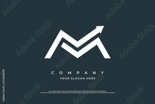 Initial Letter M Arrow Logo Design Vector