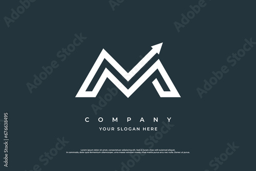Initial Letter M Arrow Logo Design Vector photo