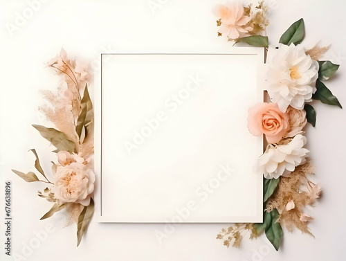 Ai generated floral frame with nice presentation of flower  flower frame background  blank floral frame with space of texts  wedding or event invitation card with blank text area