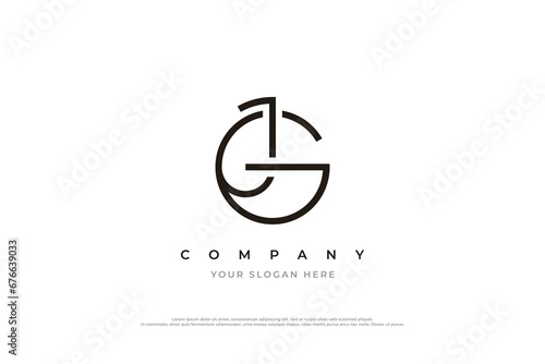 Minimal Letter GJ or JG Logo Design Vector