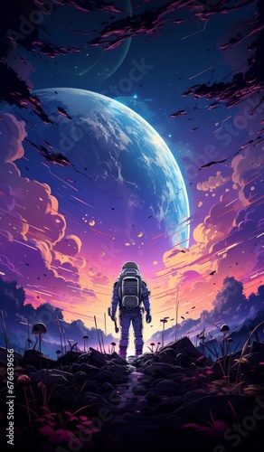 Astronaut Exploring Unknown Planet