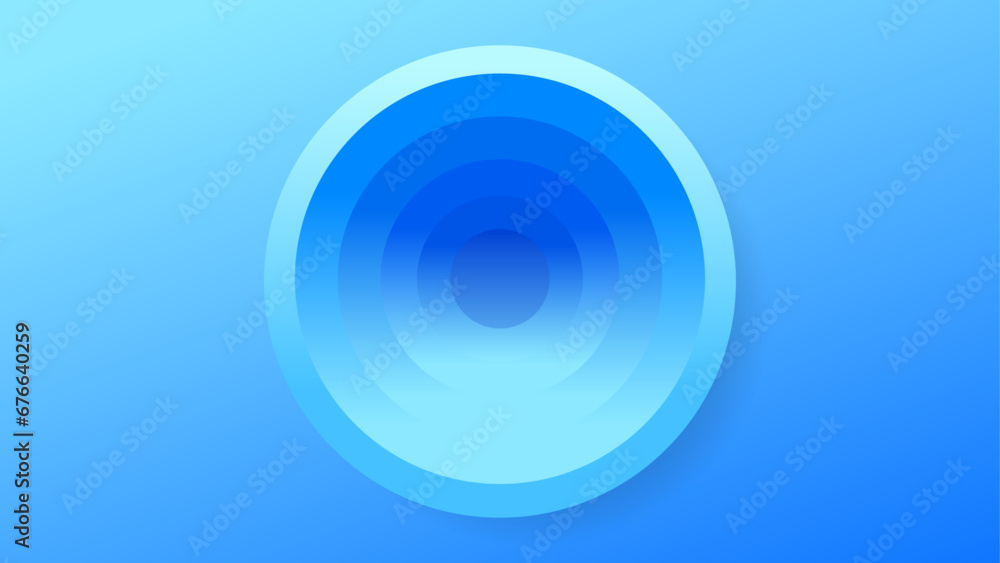 Vector Abstract Blue Gradient Background 3D Deep Glowing Circular Portal Holes futuristic technology