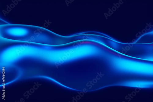 3D Render of Abstract Blue Glowing Flowing Gradient Mesh Background