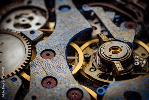 Wallpaper Mural Antique Pocket Watch interior, golden dial and wills. closeup image. AI generated Torontodigital.ca