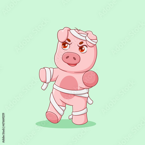 Foto Cute Mummy Pig Is Walking Illustration